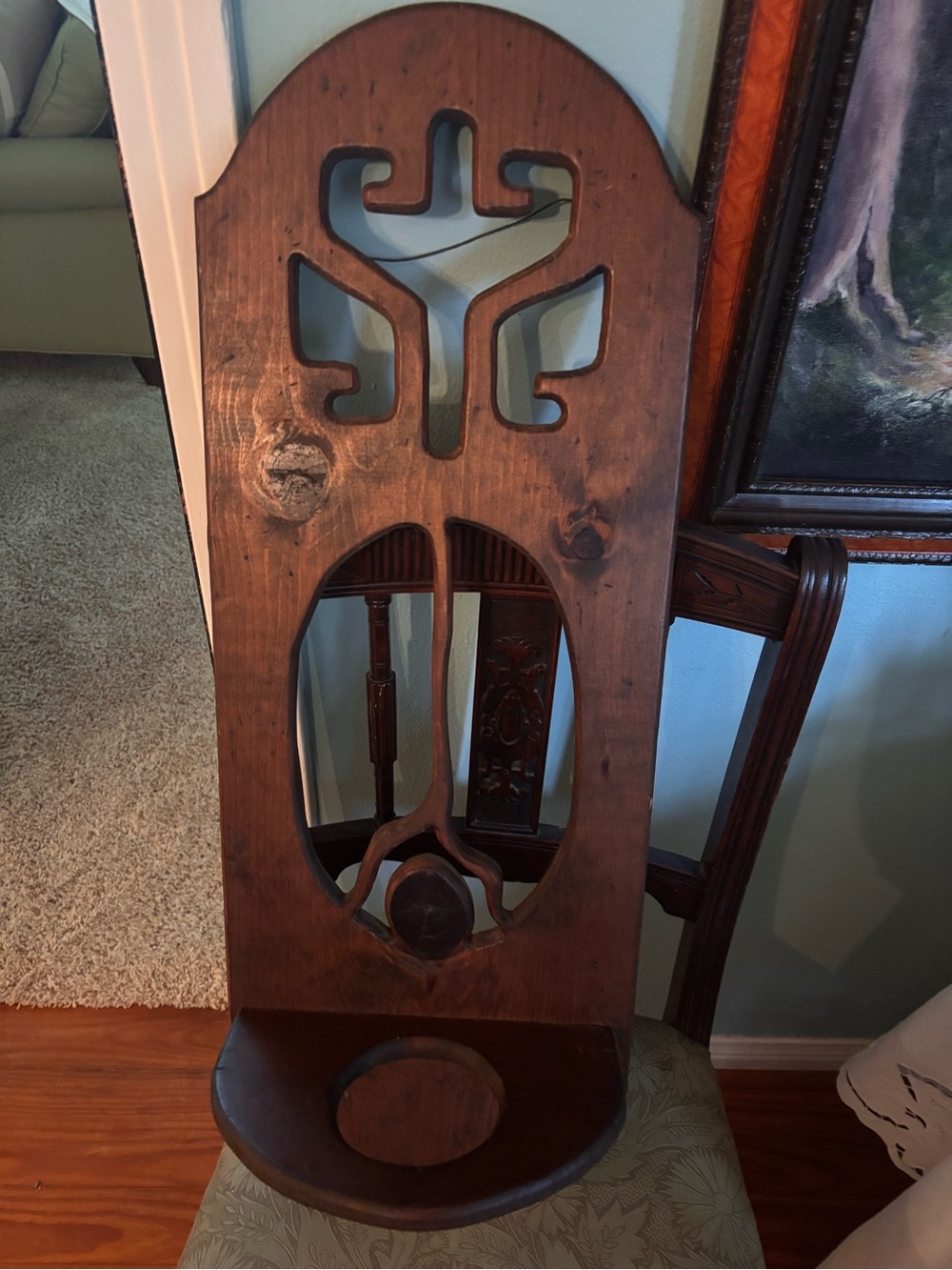 Rustic Wooden Wall Sconce Shelf - Dark Brown